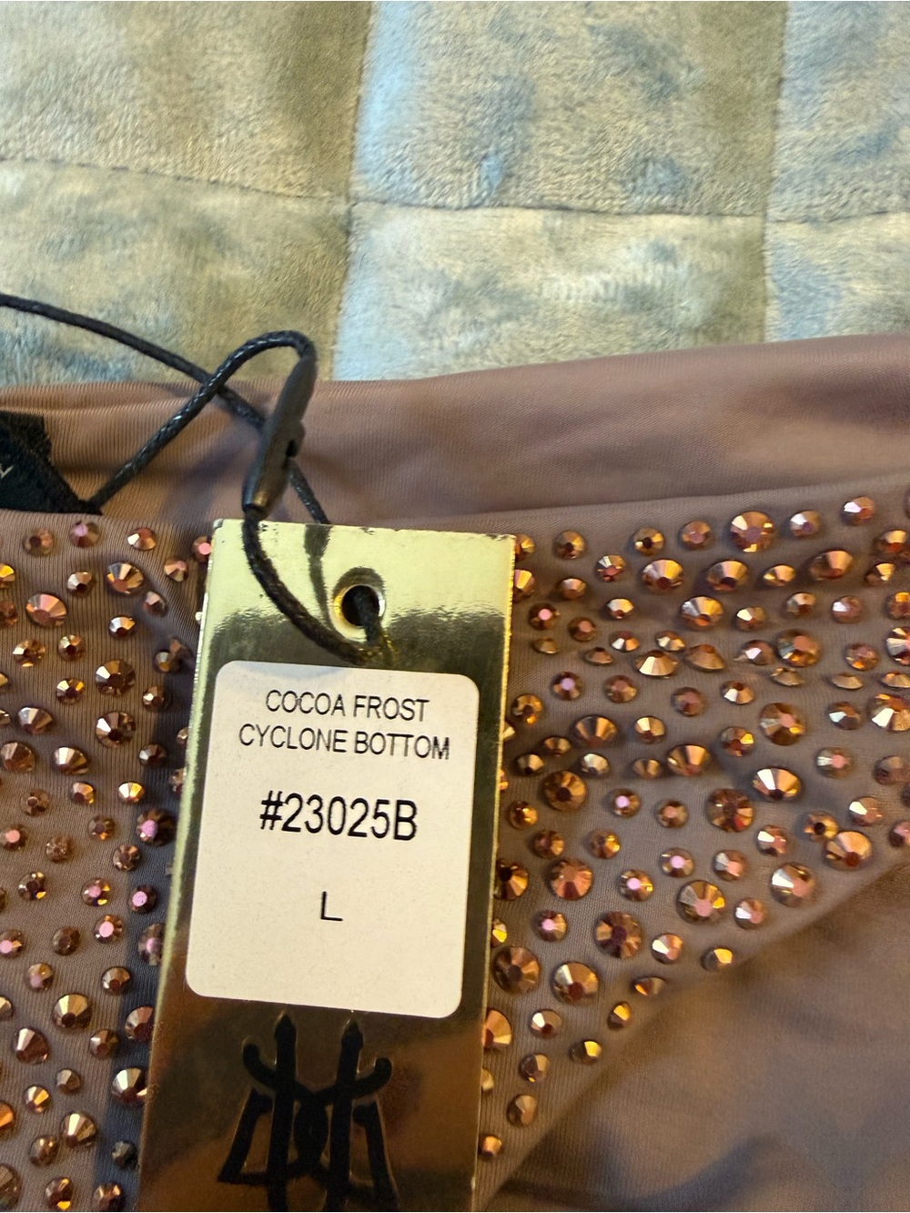 Gianni Bini Mauve Rhinestone Triangle Bikini Set - Picture 3 of 3